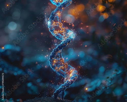 DNA strand being modified with AI, representing business adaptation and evolution Showcasing how AI can help businesses adapt to changing market dynamics and customer needs photo