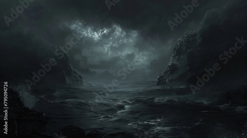 Moody dark backdrop with layers of depth and complexity