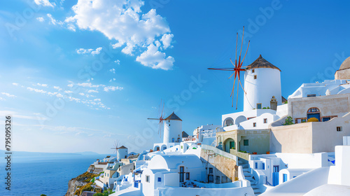 Santorini island Greece. White cycladic architecture 