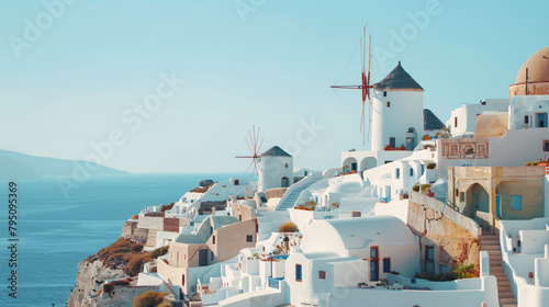 Santorini island Greece. White cycladic architecture 