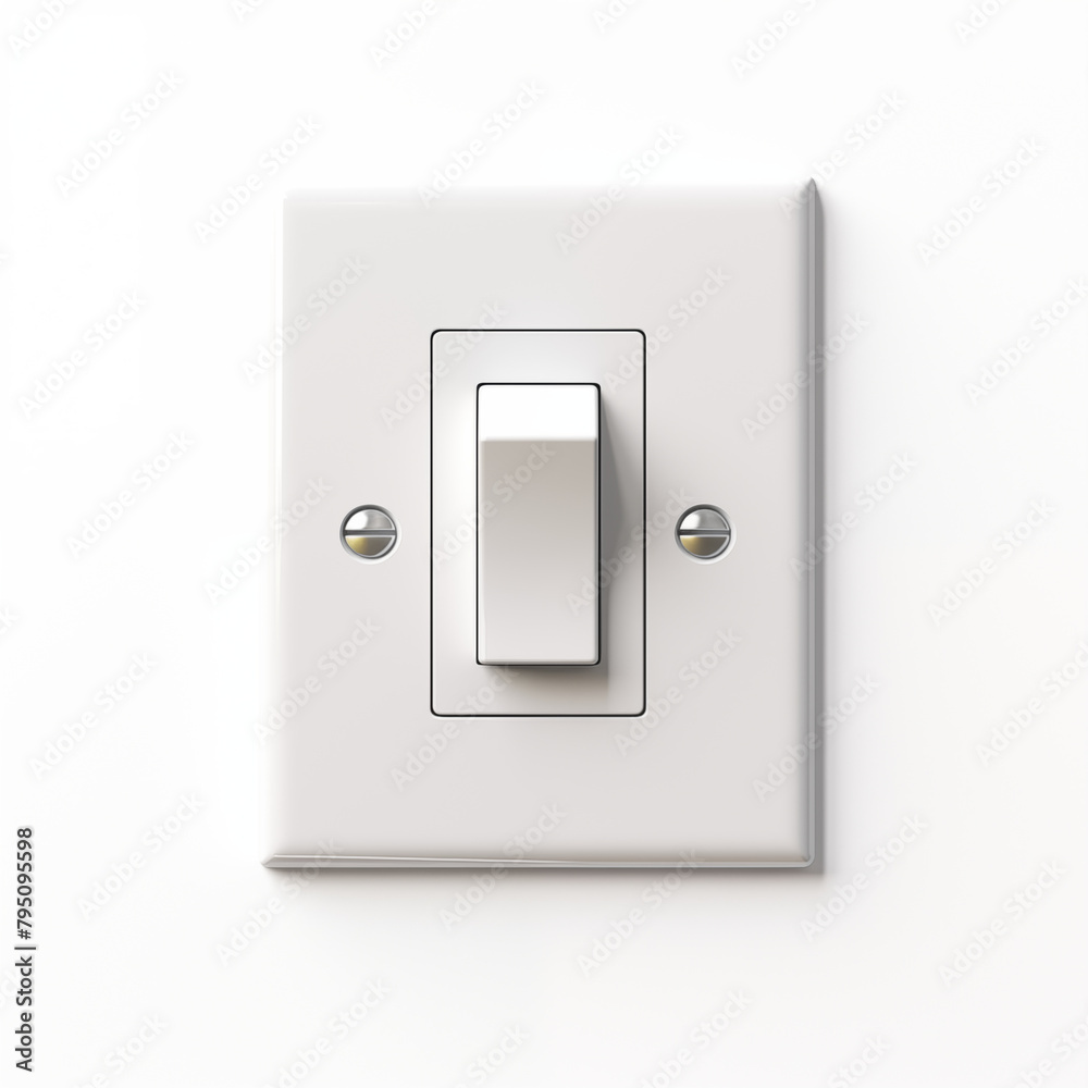 White plastic light switch isolated on white background 3D illustration White plastic light switch isolated on white background 3D illustration