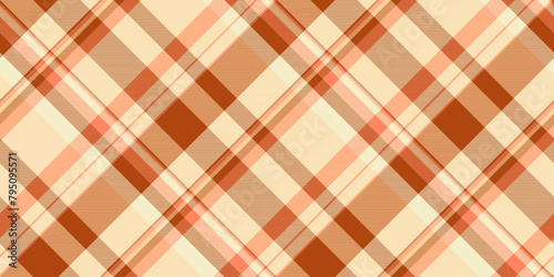 India texture seamless vector, celtic plaid check textile. Uk fabric background tartan pattern in orange and light colors.