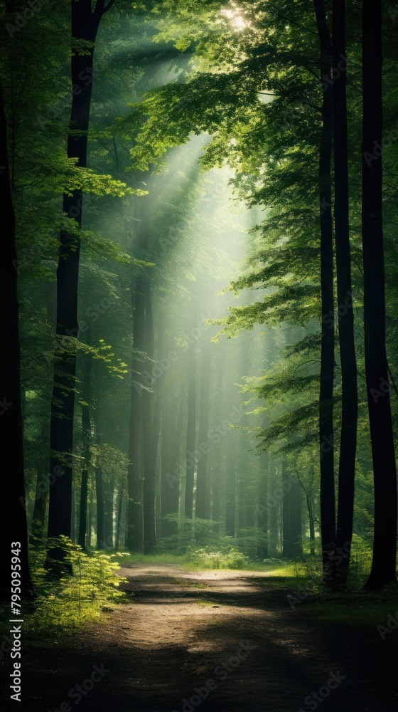 Obraz premium Forest sunlight green landscape
