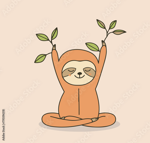 Sloth Yoga Vector Illustration of Artistic Character Design