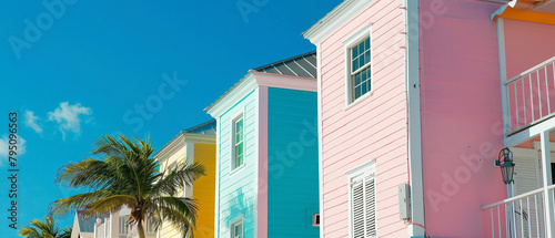 Vibrant pastel-colored buildings in Nassau, Bahamas, showcasing the unique architectural style of the area.