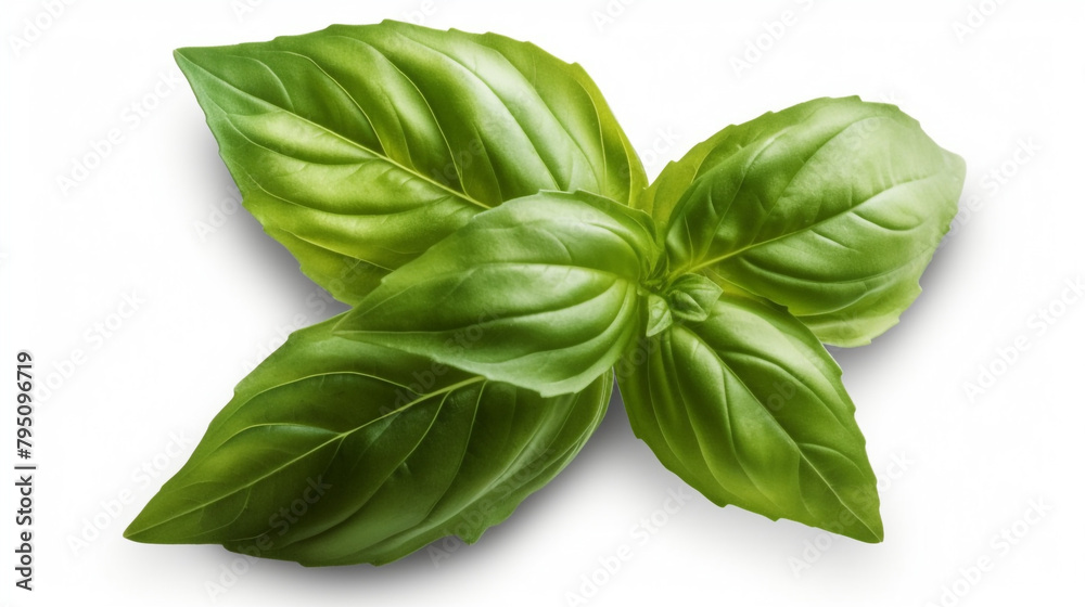 Basil leaf transparent background, no shadow сreated with Generative Ai Basil leaf transparent background, no shadow сreated with Generative Ai