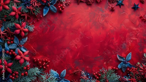 Red Background With Blue and Red Decorations