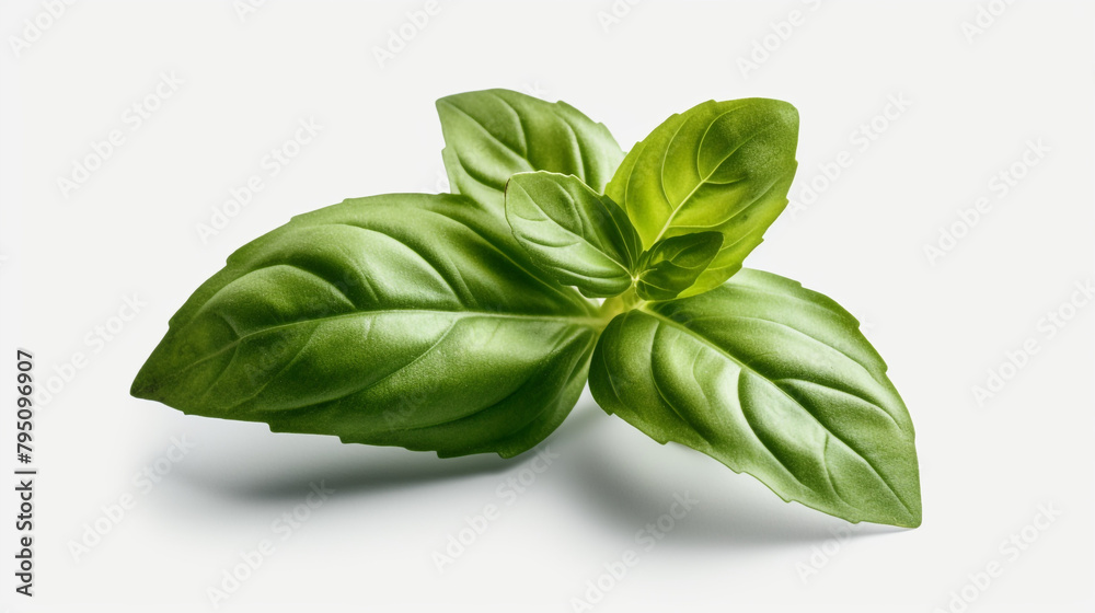 Basil leaf transparent background, no shadow сreated with Generative Ai