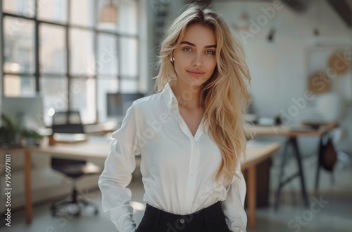 Woman Standing in Office With Hands on Hips