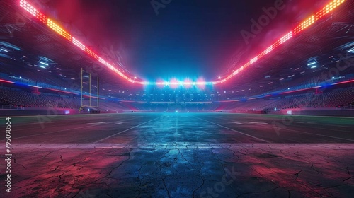 Illuminated Empty Stadium at Night