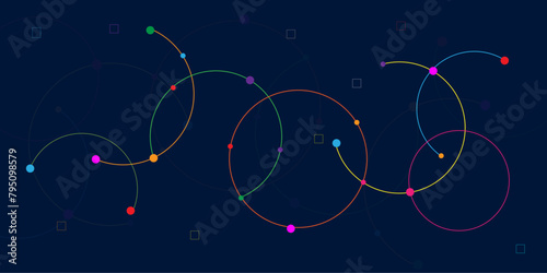 Vectors Blue Big data visualization, Plexus circles connection for global communication, science and technology background design.