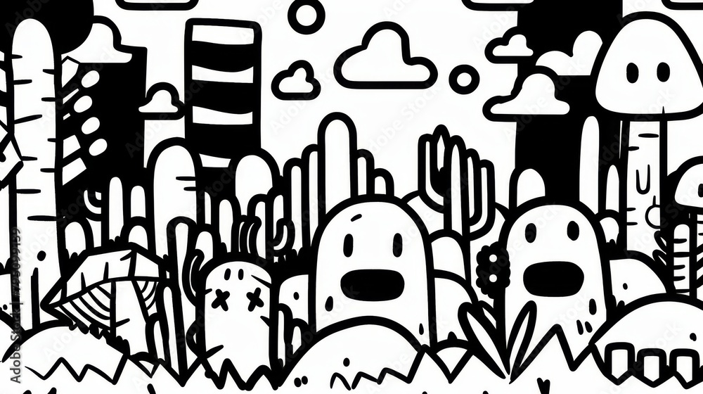Doodle Style Cute Simple Drawing Backdrop Background Wallpaper