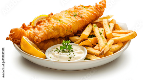 fish and chips with french fries isolated on white background,  Fish and Chips, Flavors of Fish and Chips,  fish and chips  unhealthy food