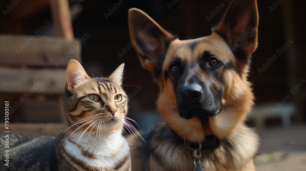 a cat and a dog with funny expression as the main picture and place it in the center of the frame сreated with Generative Ai a cat and a dog with funny expression as the main picture and place it in the center of the frame сreated with Generative Ai