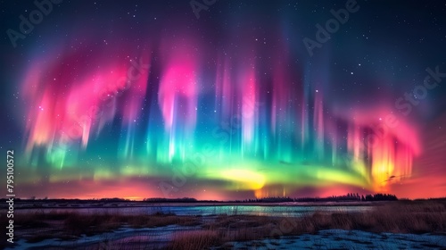 Aurora: A breathtaking photo capturing the vibrant colors of the aurora borealis dancing across the night sky