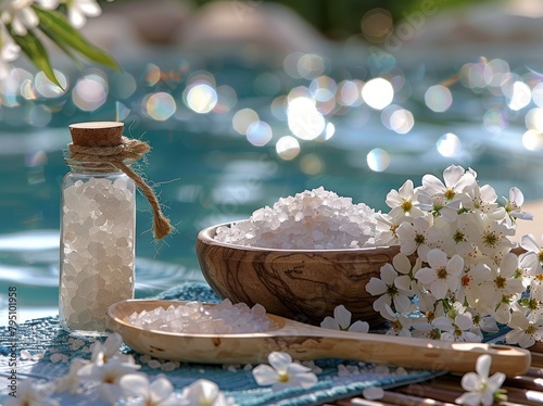 Bowl of Sea Salt With Wooden Spoon