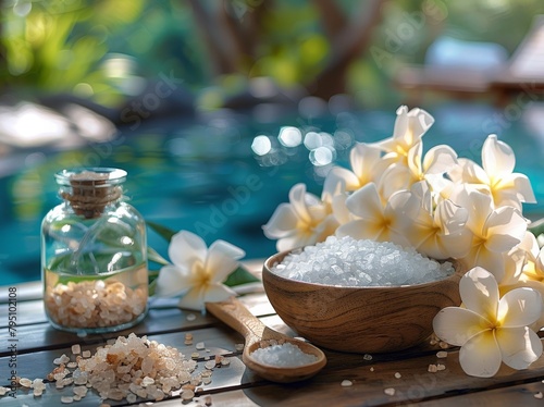 Bowl of Sea Salt With Wooden Spoon