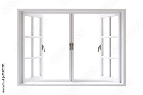 White open window isolated on transparent background.