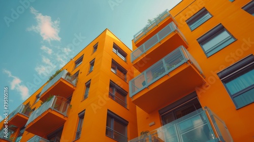 Orange Building With Balconies and Balconies on the Balconies