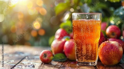 A Glass of Orange Juice Surrounded by Apples