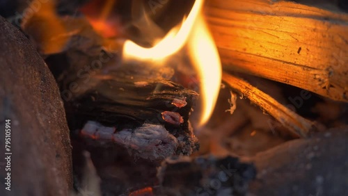 flames on a bonfire in summer