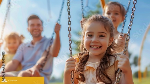 Little Girl Sitting on Swing Next to Man