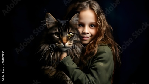 Das Mädchen mit der Katze. Abstrakter Hintergrund für Design 2.