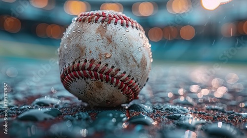 Baseball on Wet Field