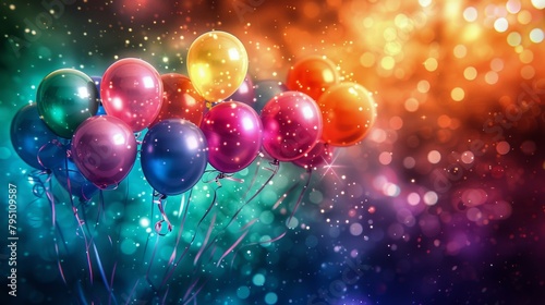 Bunch of Colorful Balloons Floating in the Air
