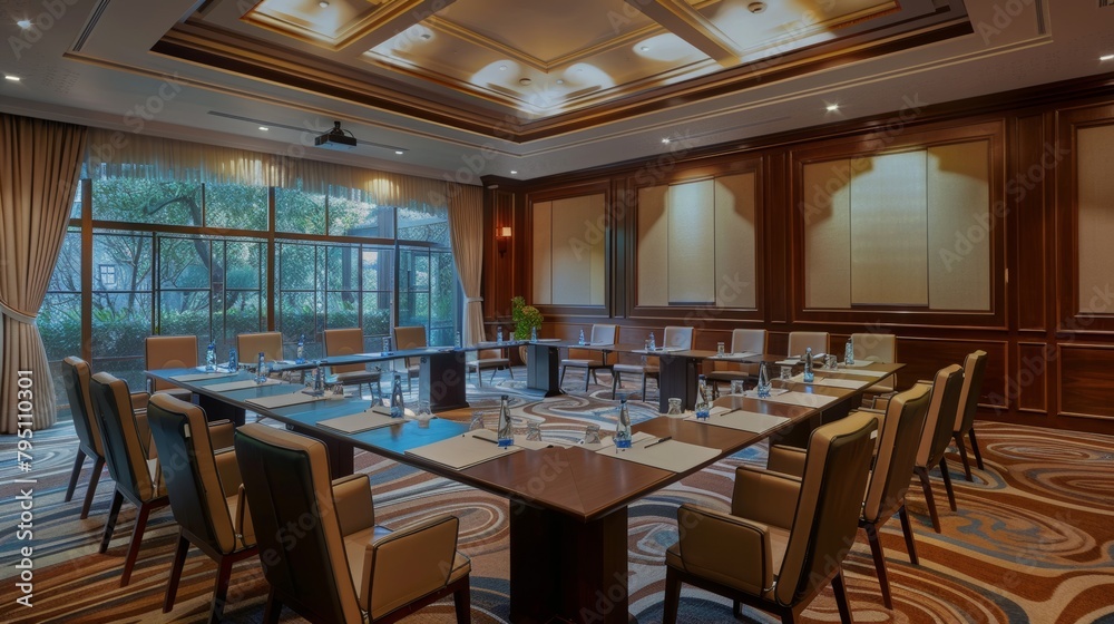 Corporate meeting room setup for strategic business discussions