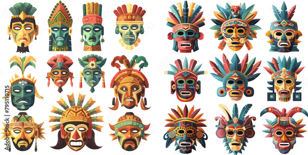 Zulu or aztec mask vector icons