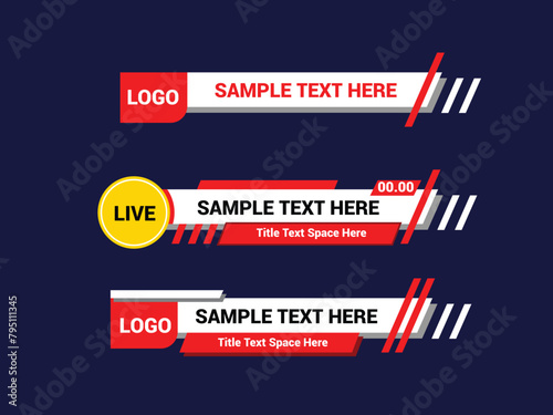 Modern lower third design template. Set of TV banners and bars for news and broadcasting.