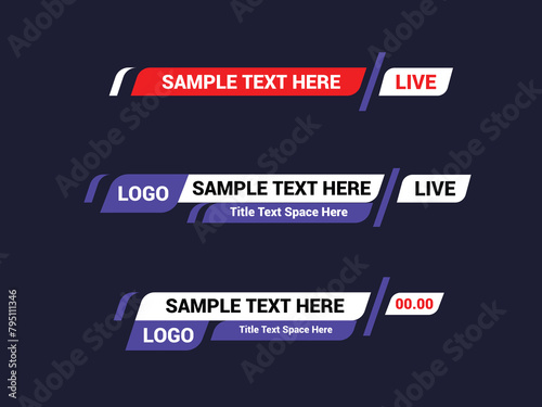 Modern lower third design template. Set of TV banners and bars for news and broadcasting.