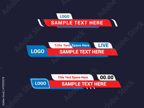Modern lower third design template. Set of TV banners and bars for news and broadcasting.