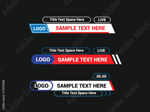 Modern lower third design template. Set of TV banners and bars for news and broadcasting.