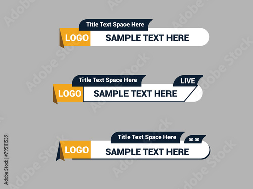Modern lower third design template. Set of TV banners and bars for news and broadcasting.