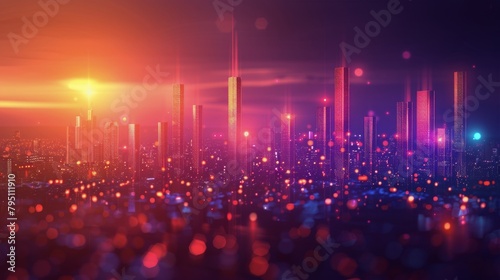 Bright Cityscape With Tall Buildings at Night photo