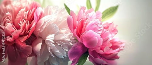 a vibrant and lively peonies in full bloom on isolated white background