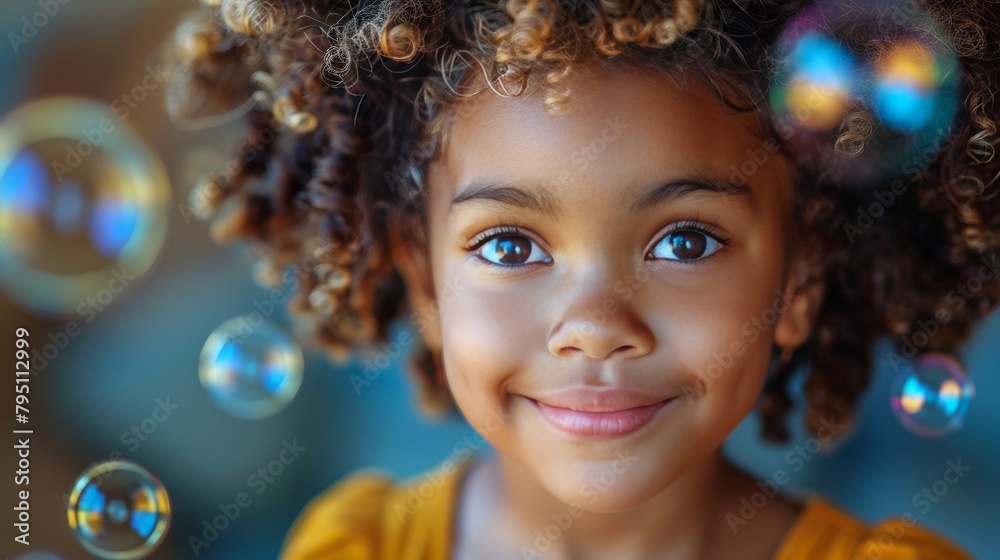 Little Girl With Braids and Bubbles in Her Hair Little Girl With Braids and Bubbles in Her Hair