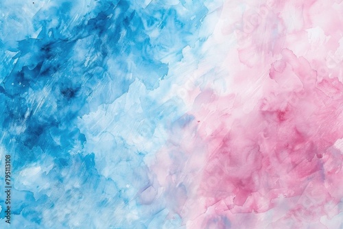 Baby Background. Watercolor Texture in Blue and Pink for Soft Wedding Invitation