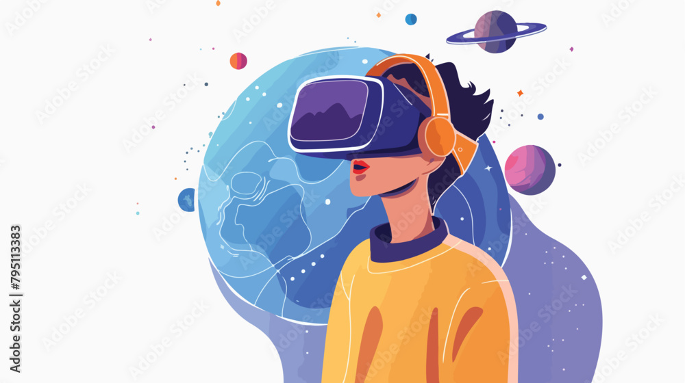 Person studying astronomy in virtual reality using VR
