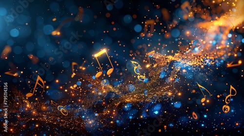 Dark Background With Musical Notes and Lights