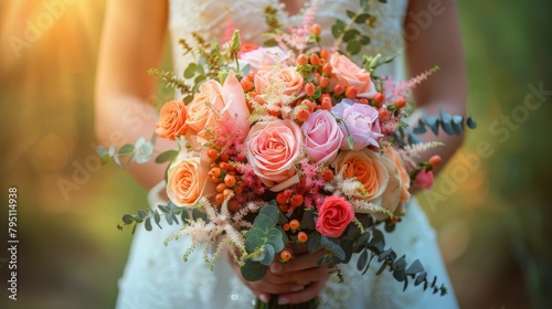 Woman Holding a Bouquet of Flowers