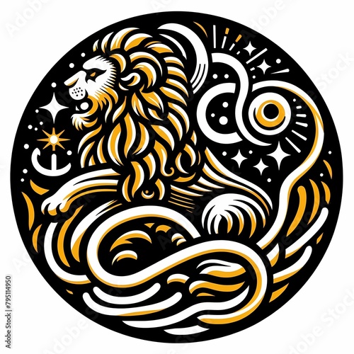 Leo zodiac icon on the white background