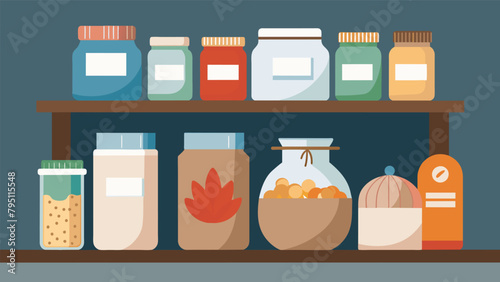 A home bakers pantry lined with jars of starter and bags of different flours eagerly awaiting the next bread baking adventure..