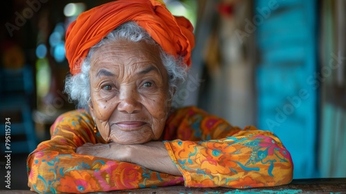 Older Woman With White Hair and Scarf