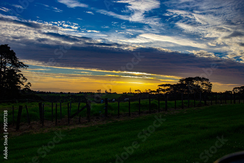 Sunset view in East Auckland in New Zealand