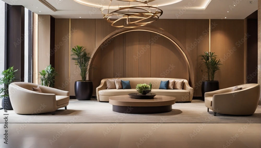 Creating a Warm and Welcoming Reception Interior for Your Lobby with modern furniture for a hotel interior design
