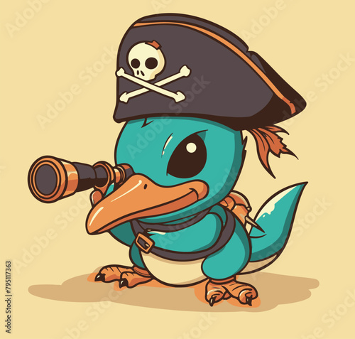Platypus Pirate Vector Illustration of Artistic Character Design