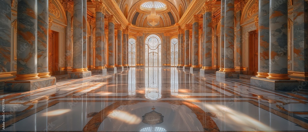 Obraz premium elegance luxury Italian style elegance arch corridor in palace, Generative Ai